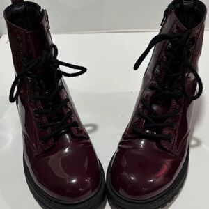 New Look Glossy Dark Red Ankle Boots